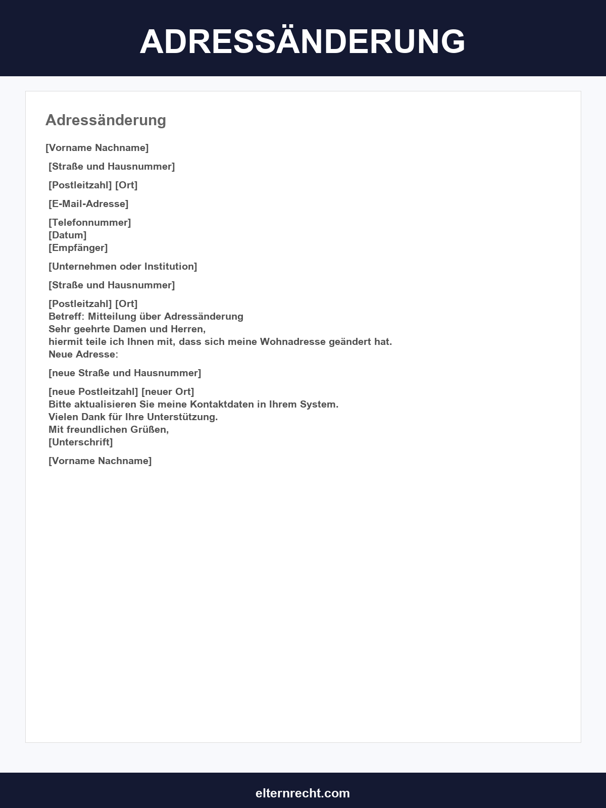 Vordruck Adressänderung