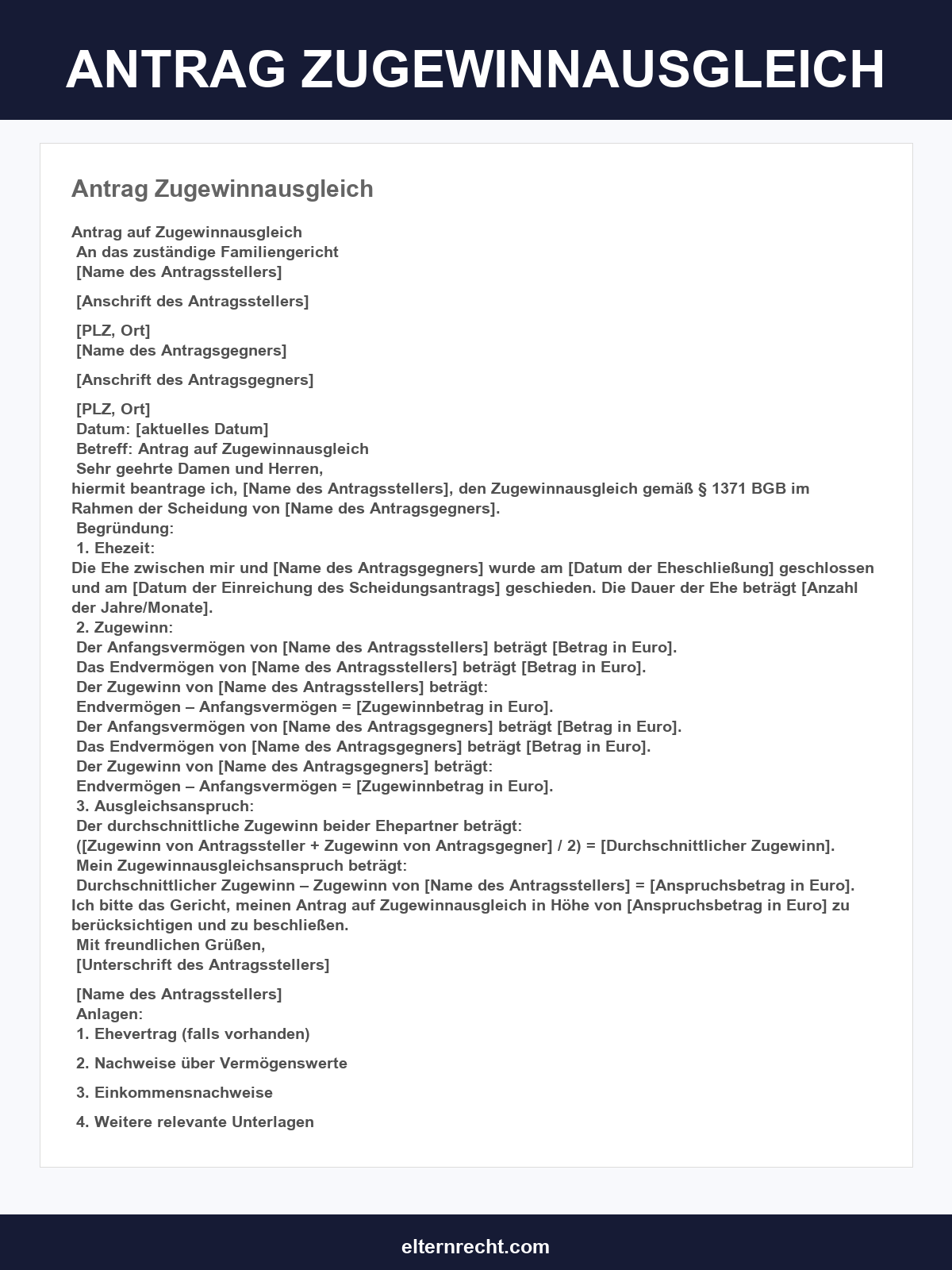 Antrag Zugewinnausgleich Muster