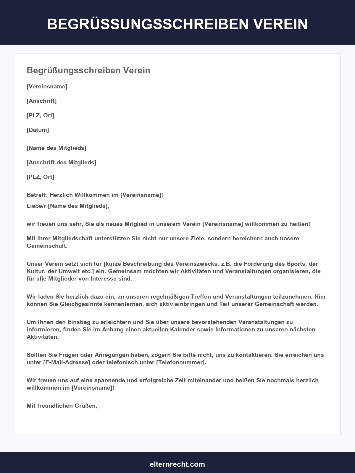 Begrüßungsschreiben Verein Muster