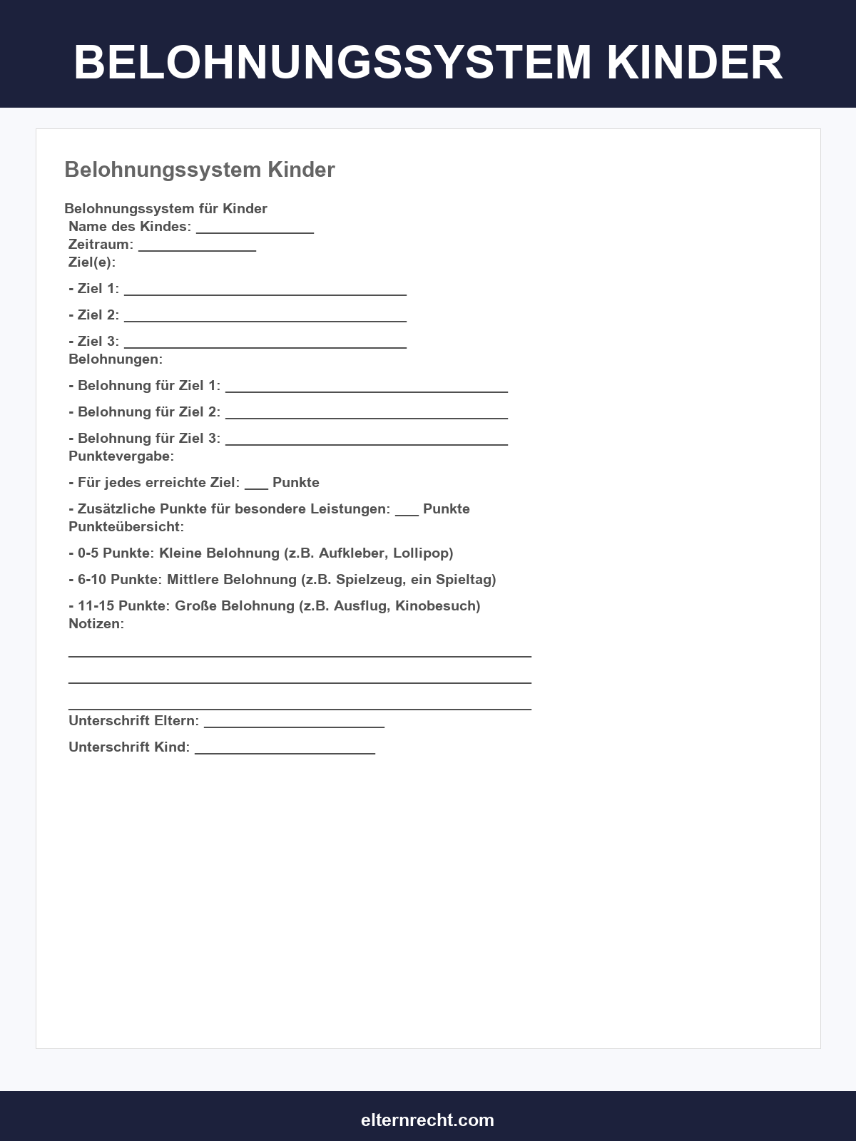 Belohnungssystem Kinder