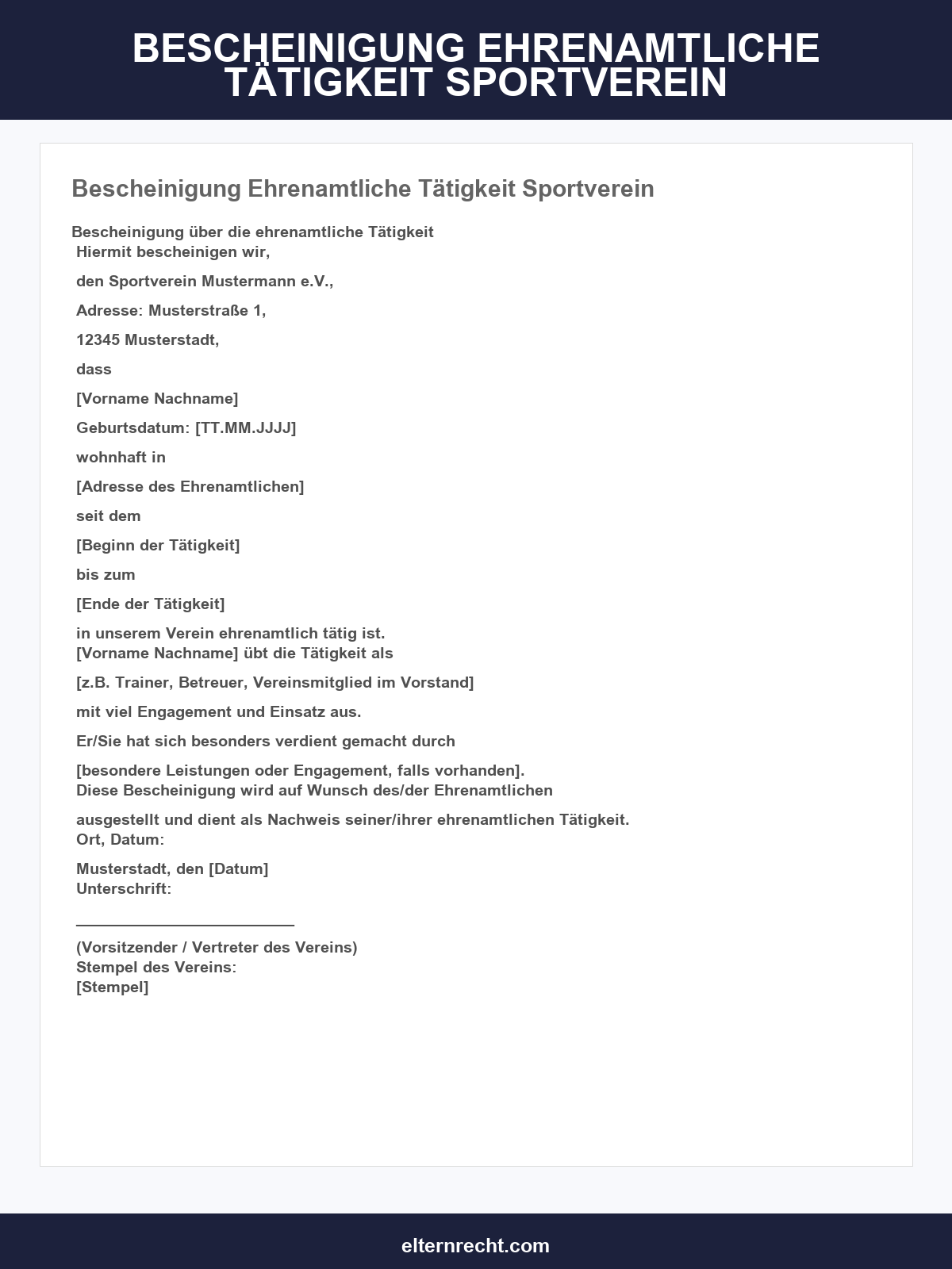 Bescheinigung Ehrenamtliche Tätigkeit Sportverein Vorlage
