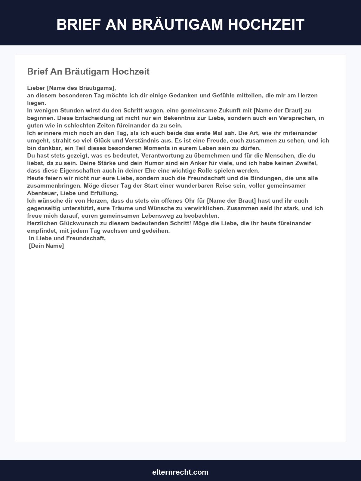 Brief An Bräutigam Hochzeit Vorlage
