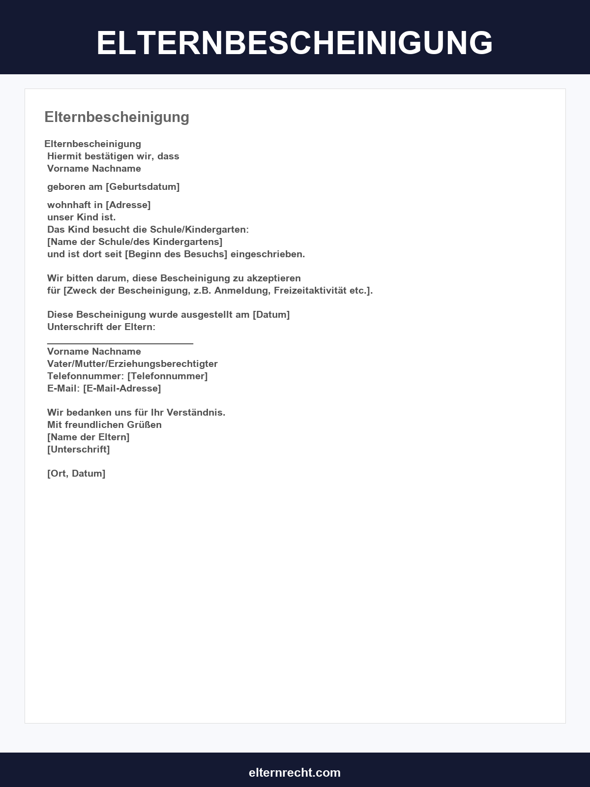 Elternbescheinigung