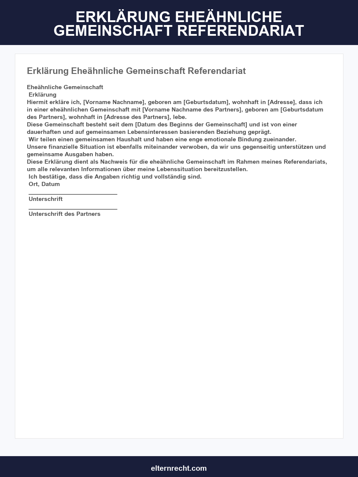 Erklärung Eheähnliche Gemeinschaft Muster Referendariat