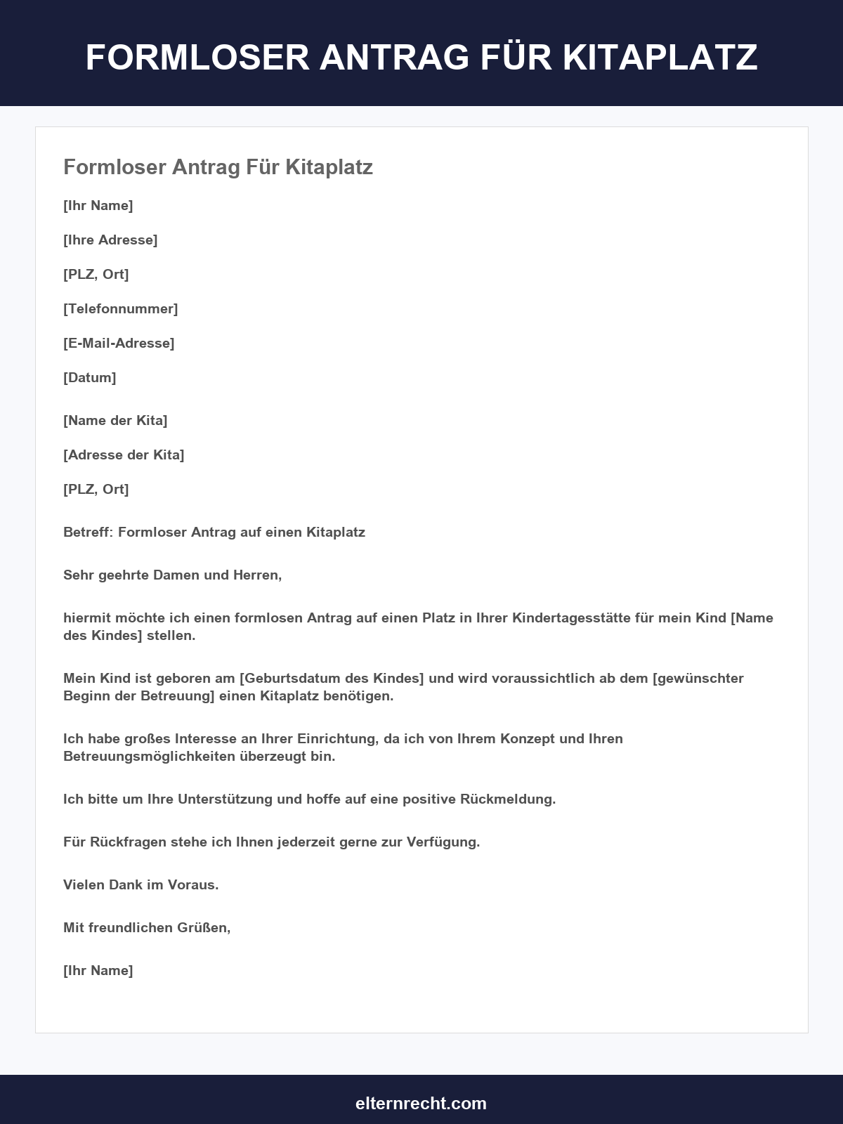 Formloser Antrag Für Kitaplatz Muster