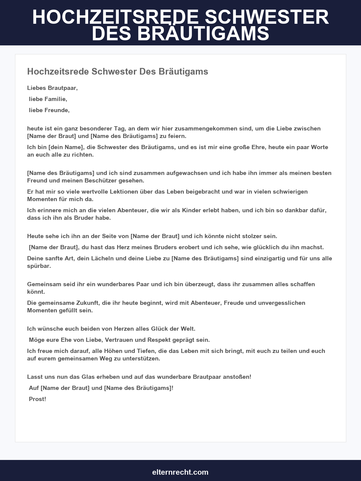 Hochzeitsrede Schwester Des Bräutigams