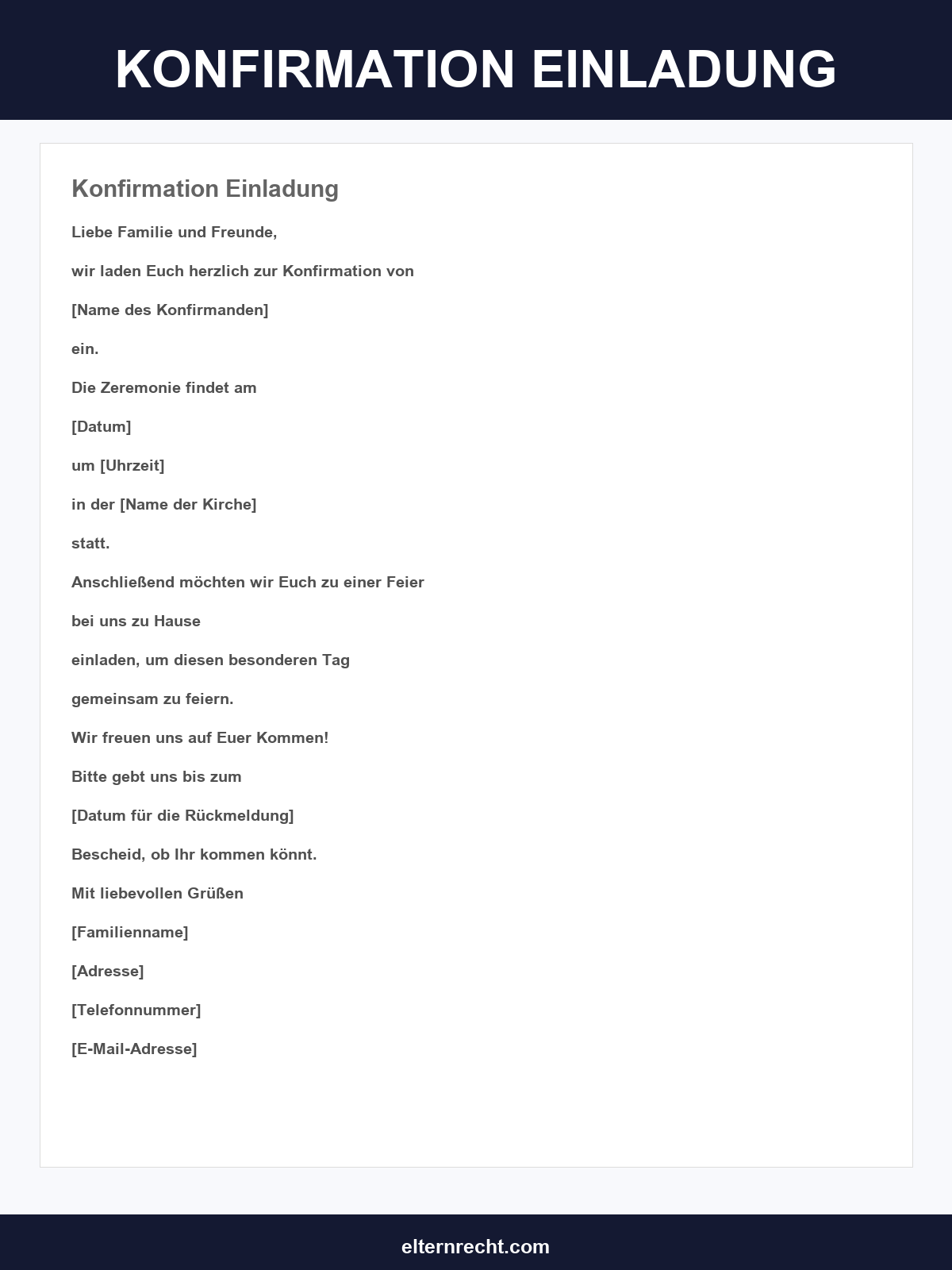 Konfirmation Einladung Vorlage