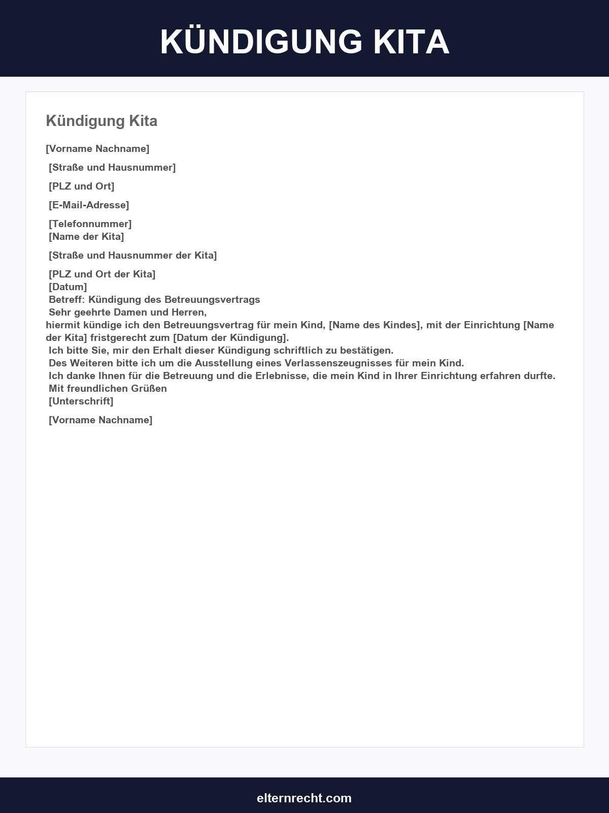 Kündigung Kita Vorlage