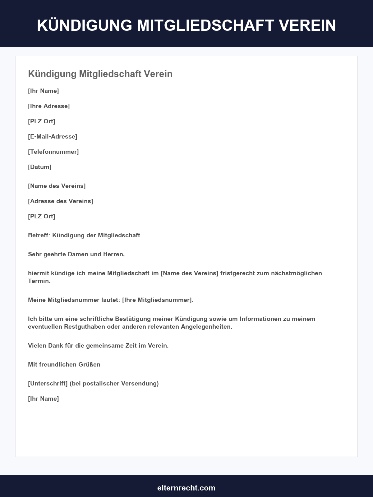 Kündigung Mitgliedschaft Verein