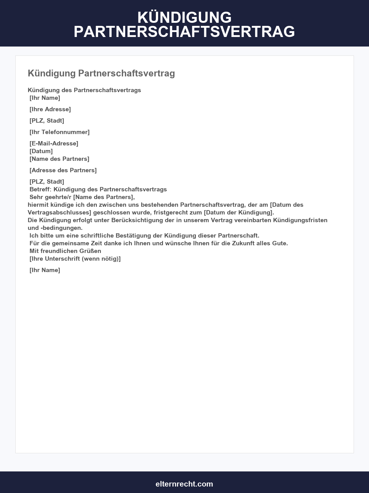 Kündigung Partnerschaftsvertrag Muster