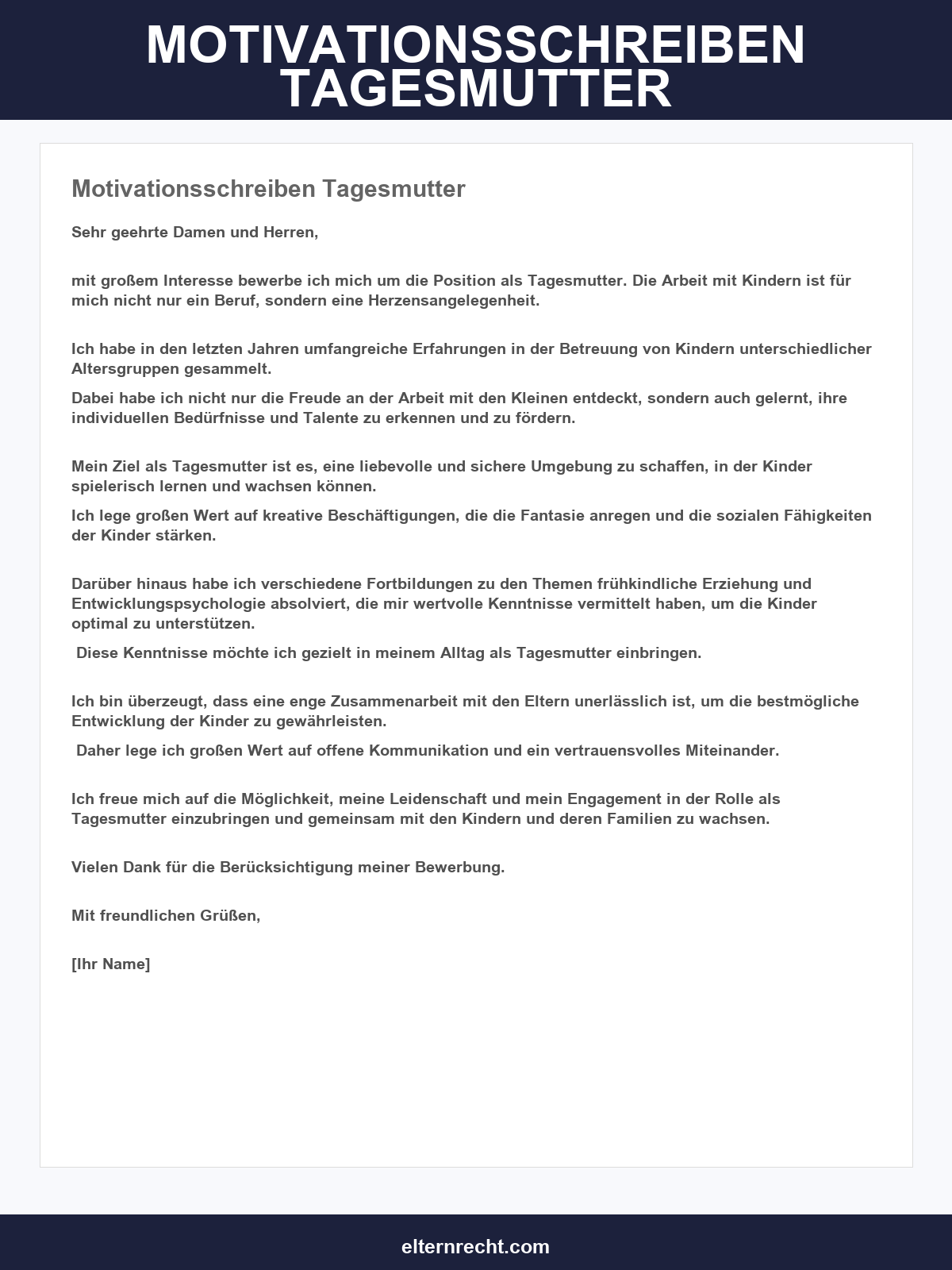Motivationsschreiben Tagesmutter