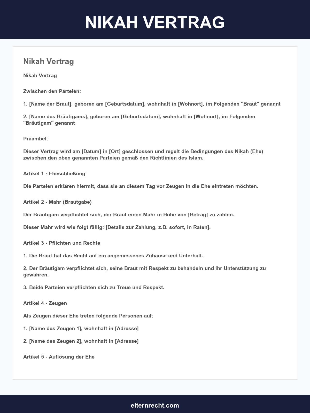 Nikah Vertrag