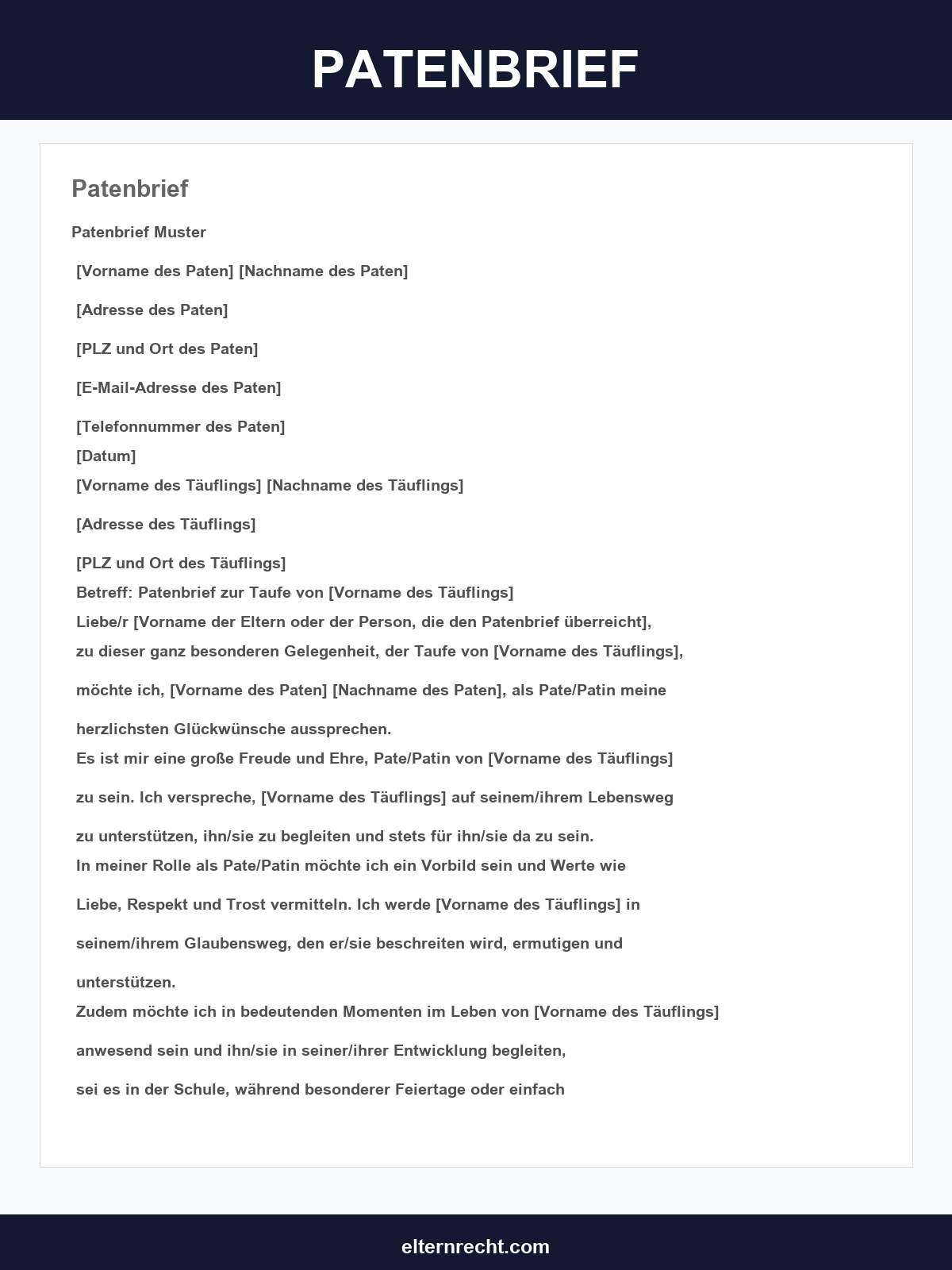 Patenbrief Vorlage
