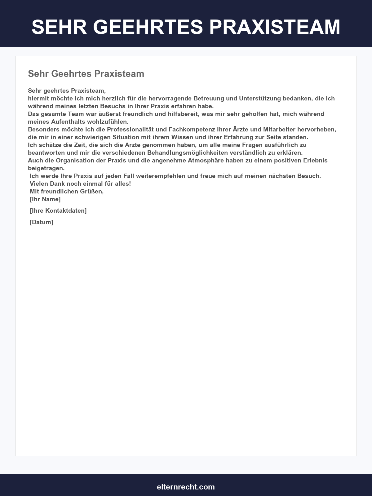 Sehr Geehrtes Praxisteam