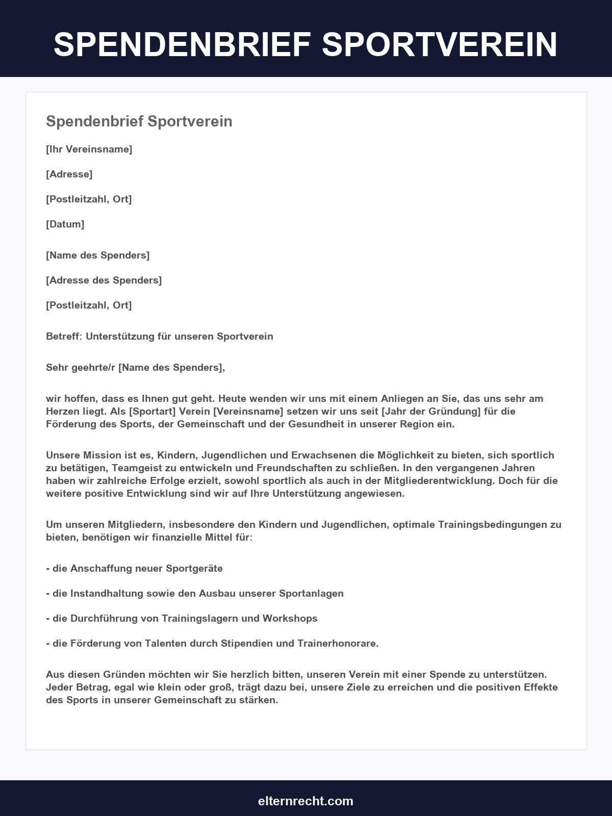 Spendenbrief Muster Sportverein