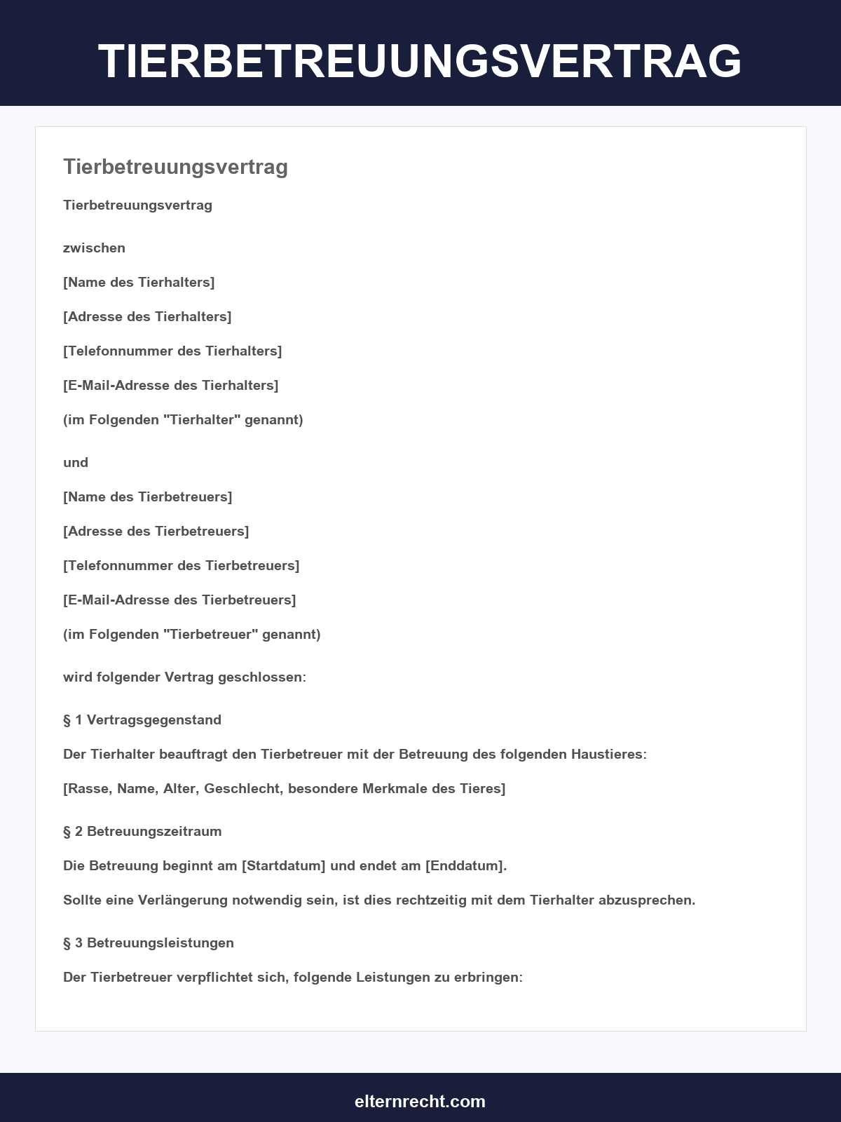 Tierbetreuungsvertrag