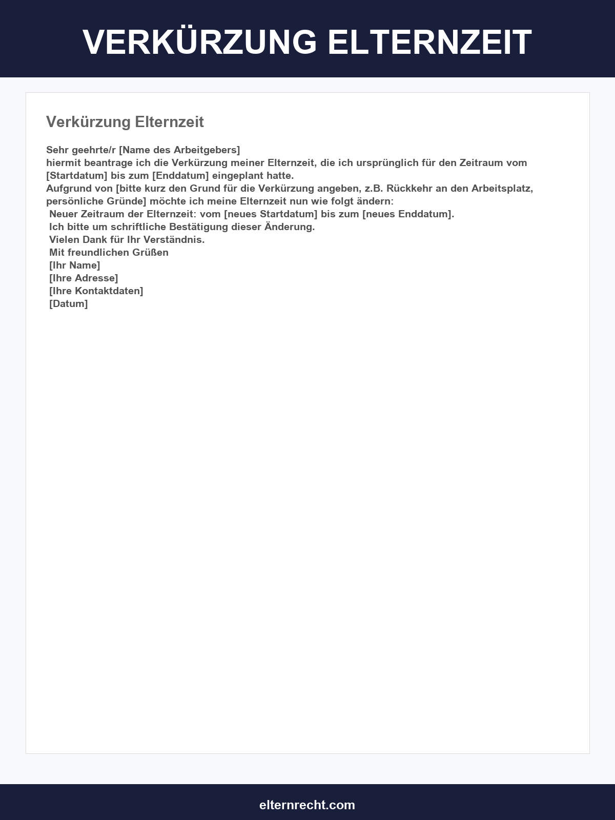 Verkürzung Elternzeit Muster